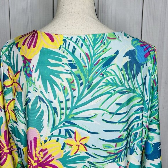 Beach Break Shift Dress Women’s Size Large Bright Colorful 3/4 Sleeve Stretch - Picture 11 of 12